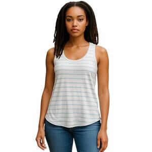 Patagonia Blue and White Striped Shallow Seas Key Hole Back Tank-size small
